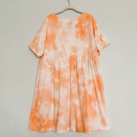 *NWT! V NECK SHORT SLEEVE SHIRT BABY DOLL CASUAL DRESS TIE DYE SIZE X SMALL - Picture 7 of 8